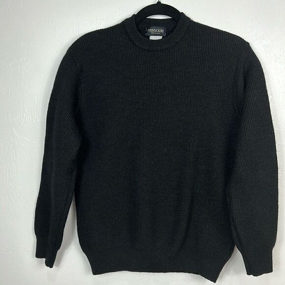 Missouri Italian Black Wool Blend High Neck Pullover Sweater Size L - Picture 2 of 10